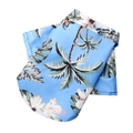 Blue Hawaiian pet shirt featuring palm trees and white hibiscus flowers for dogs - Sky Blue Coconut Tree