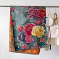 Elegant Peony floral double-sided shawl with fringes in traditional Chinese retro style - Peony Floral (YH-68)
