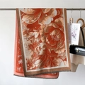 Sciarpa jacquard floreale arancione e marrone con eleganti frange sottili - Arancione