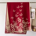 Vintage red and beige floral butterfly shawl with tassels for women winter style - Red Butterfly Floral Jacquard Style (GSJ-155-Red)