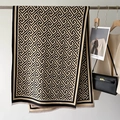 Sciarpa spessa effetto cashmere con motivo geometrico e frange per l'inverno - 66*186cm / Beige-Nero