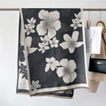 Detail of floral printed pashmina shawl with tassel fringe and cashmere texture - 186cmx66cm / Gray