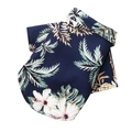 Dark blue pet dog shirt with tropical palm leaf and white floral print for summer - Black Coconut Tree