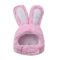 Cappello con orecchie di coniglio in morbido peluche rosa per cani piccoli e gatti - M / Rosa