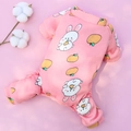 Pink cartoon rabbit print pet pajamas with elastic cuffs for dogs and cats - XS (Back length 20cm) / Pink Rabbit with Orange