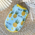Chaleco azul para mascotas con estampado de piña en malla transpirable para verano - M / Chaleco-Piña