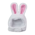 Cappello di peluche bianco con orecchie da coniglio per animali e velcro regolabile - M / Bianco