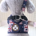 British flag pattern dog harness and leash set in durable canvas material - Union Jack Flag Pattern