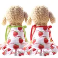 Breathable mesh pet dress with strawberry print and colorful bow shoulder straps - Dress-Strawberry