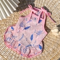 Vestido rosa estampado para perros pequeños y gatos con lazos en los hombros - Vestido-Grullas Rosas