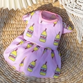 Vestido rosa para mascotas con estampados de biberones amarillos para perros y gatos - Dress-Pink Yellow Milk Bottle