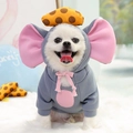 Cute gray elephant-style fleece hoodie for small dogs and cats with pink inner ears - XS / Gray Mouse Cheese