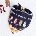 Christmas dog bandana with Merry Christmas text and cartoon Santa Claus on black fabric - Black Gold Glitter
