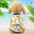 White mesh pet vest with yellow banana prints for small dogs and cats - Vest-Banana