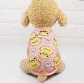 Pink pet vest with yellow cartoon duck pattern for small dogs like Teddy and Pomeranian - Vest Yellow Duck Pink