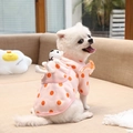 Pink polka dot pet sweater with plush bear accessory for dogs and cats in cozy home setting - XL / Pink with Orange Dots/White Bear