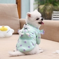 Cute polka dot mint green pet hoodie with small bear toy pocket for small dogs and cats - S / Mint Green with Purple Dots/White Bear