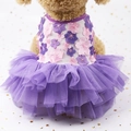 Dog tutu dress with 3D purple floral bodice and layered tulle skirt for pets - Peach Blossom Tutu Dress Purple