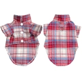Classic red and blue plaid pet shirt with harness D-ring for small dogs and cats - Red-Blue Plaid Shirt With D-Ring