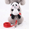 Red nylon pet harness with cute panda doll and leash for small dogs or cats - Red with Panda Doll / S (Suggested 1.5-2.5kg)