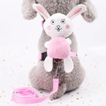 Pink dog harness and leash set with a cute plush rabbit doll for small pets - Pink with Bunny Doll