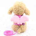 Pink pet harness set with plush angel wings and nylon leash for small dogs and cats - Plain Pink Angel Wings