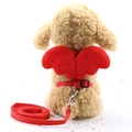 Adjustable red pet harness with plush angel wings and matching leash for dogs and cats - Plain Red Angel Wings