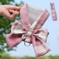 Detalle del arnés rosa de cuadros para mascotas con lazo y forro de malla transpirable - XL (Pecho 50 cm, Sugerido 5,5-7 kg) / Chaleco a Cuadros Rosa Oscuro