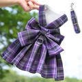 Detalle del arnés falda a cuadros morados para perro con lazo y forro transpirable - XL / Conjunto de falda / Dark Purple Plaid