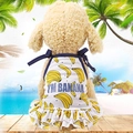 Summer pet mesh dress with yellow banana prints and I'M BANANA text for small dogs - Dress-Banana
