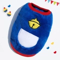Gilet in flanella blu per animali con ricamo a campanella e tasca, stile Doraemon - S / Blu Scuro Campana Gialla