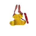 Yellow dog harness with red star patterns and matching red nylon pet leash set - Yellow with Red Stars & Bowtie