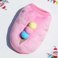 Gilet in peluche rosa per animali con pompon gelato colorati e ricami per cani di taglia piccola - S / Gelato Rosa