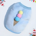 Gilet in pile blu per cani e gatti con design gelato 3D per calore invernale - S / Gelato Blu