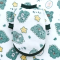 Nahaufnahme der dicken Flanell-Haustierkleidung mit Dinosaurier-Print und Bündchen - M / Weiß mit dunkelgrünem Dinosaurier
