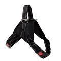 Adjustable black nylon dog harness with reflective stitching and red locking buckles - Black
