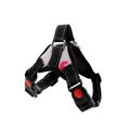 Detail of dog harness with breathable mesh lining and secure red safety lock buckle - Rose Red Camouflage