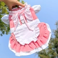 Robe rose style soubrette pour animaux avec dentelle et anneau D pour chiens et chats - S / Rose