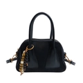 Bolso Boston negro mate con colgante de cuentas y asas para mujer - Negro