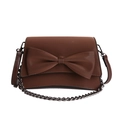 Borsa a tracolla marrone chic con grande fiocco e cinturino a catena dorata - Marrone