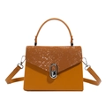 Luxury ginger snake skin pattern crossbody box bag with silver lock and top handle - Brown