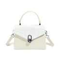Borsa a mano chic in ecopelle bianco crema con trama a serpente e chiusura argento - Bianco