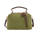Sac Boston en daim vert avec poignées marron et bandoulière au design vintage - Vert