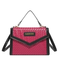 Bolso bandolera rojo trenzado de moda con borde negro y detalle de asa superior - Rosa Rojo