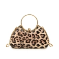 Leopard print box bag with gold ring handle and chain strap for evening events - 22*7*12 / Khaki