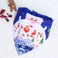 Blue Christmas pet bandana with Santa print and Merry Christmas text for dogs and cats - Dark Blue White Santa