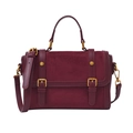 Borsa Boston retrò bordeaux in pelle opaca con dettagli dorati e manico a cerchio - Rosso