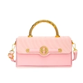Pink rectangular handbag with golden M logo, spiral metal handle and shoulder strap - Pink