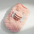 Detail of pink fleece pet vest with 3D bee applique and metal D-ring for leash attachment - XXS / Pink