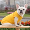 Gilet in cotone giallo per Bulldog Francese, maglietta traspirante senza maniche per cani - XS / Giallo